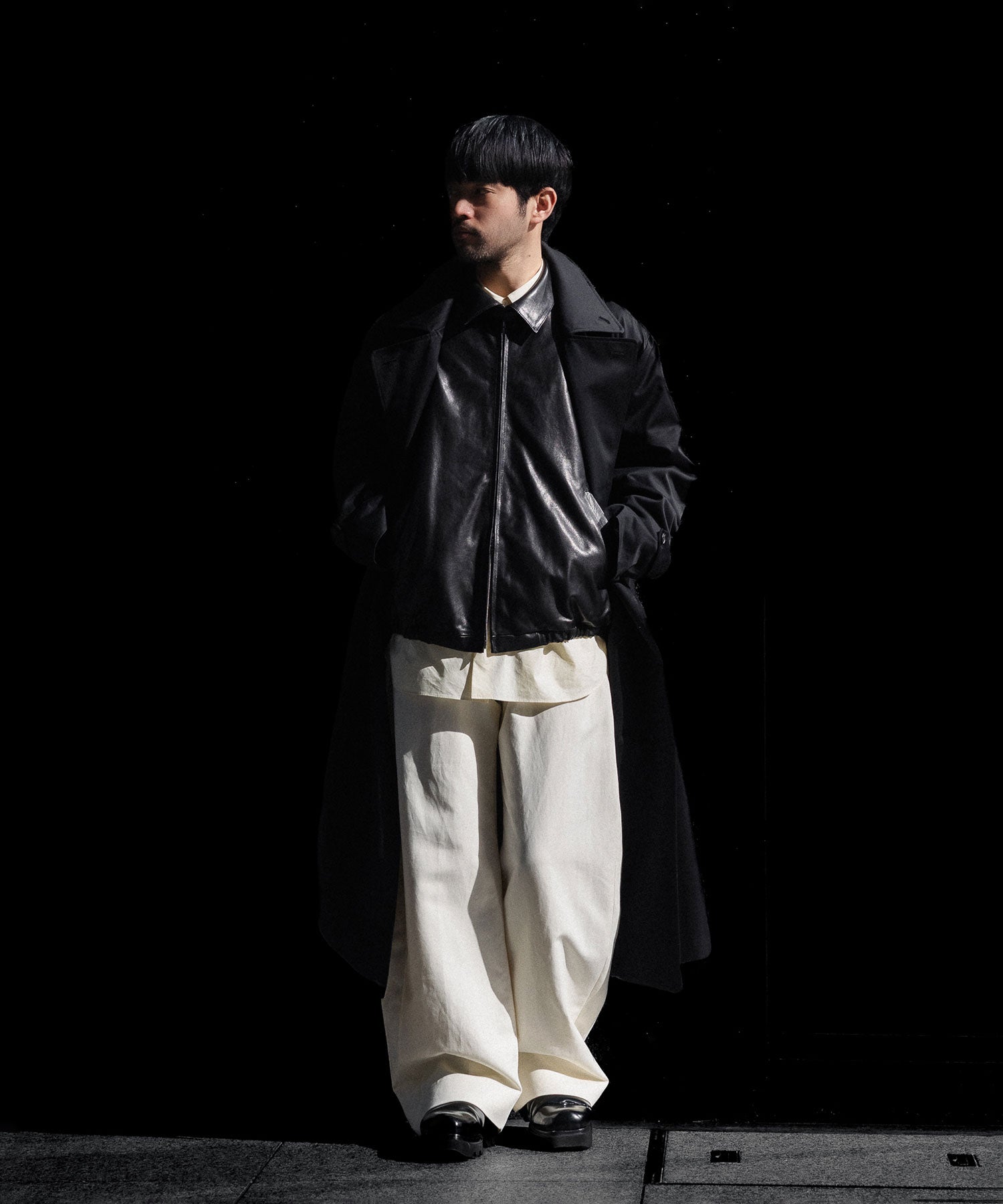 ssstein / シュタイン】LAMBS LEATHER LIGHT ZIP JACKET - BLACK