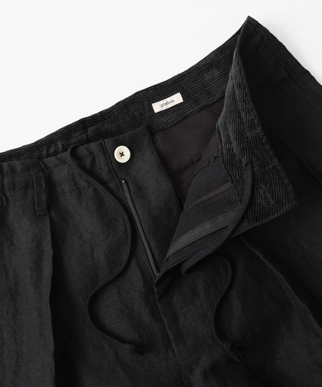 phebus- フィーバスのWOOL LINEN WIDE TAPERED PANTSのBLACK公式通販サイトsession福岡セレクトショップ