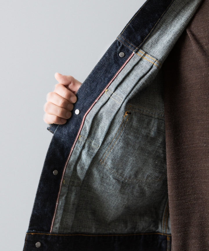 【INTÉRIM】HYPER BIG "2ND" SHUTTLE DENIM SIDE PANEL JACKET - NAVY
