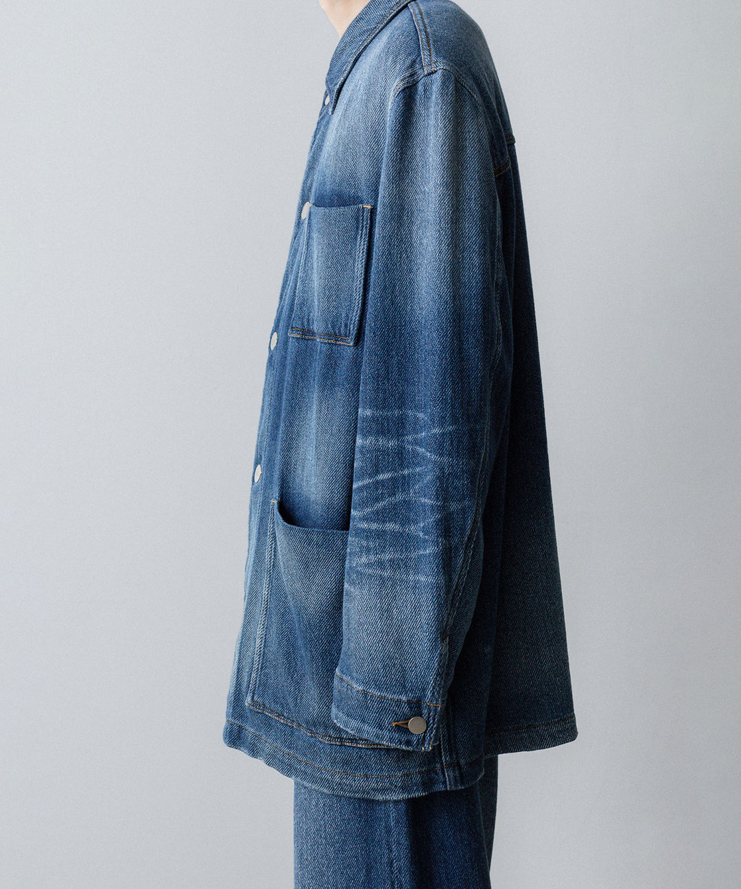 VEIN ヴェインのSATIN DENIM COVERALLS JKT - NAVYの公式通販サイトsession福岡セレクトショップ