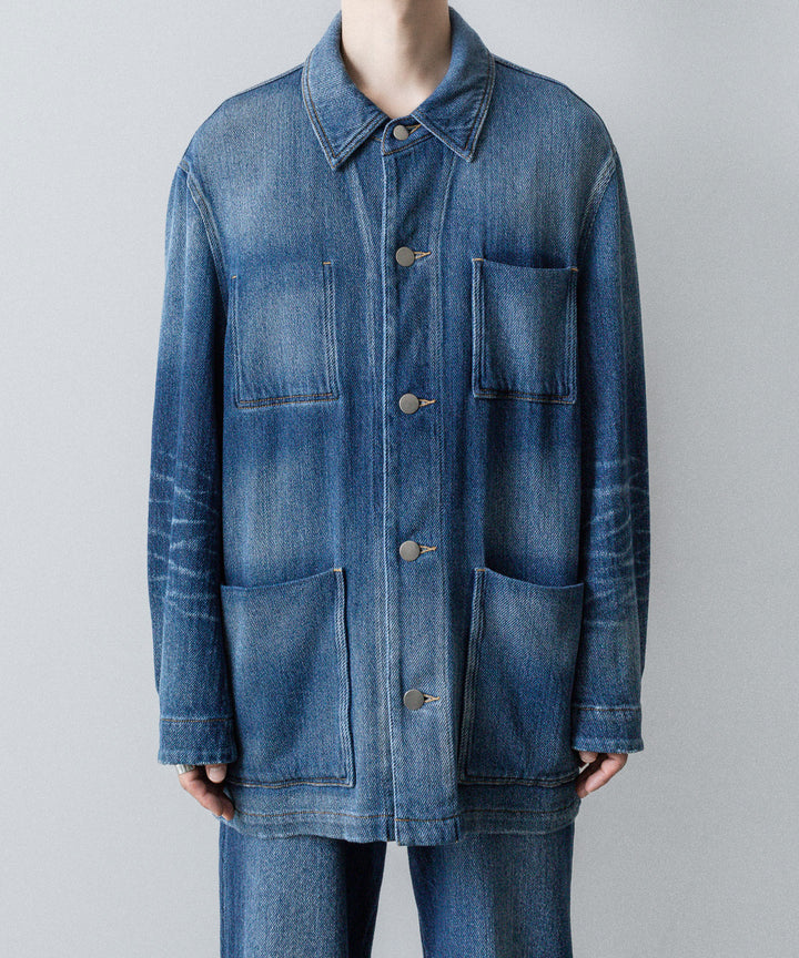 VEIN ヴェインのSATIN DENIM COVERALLS JKT - NAVYの公式通販サイトsession福岡セレクトショップ