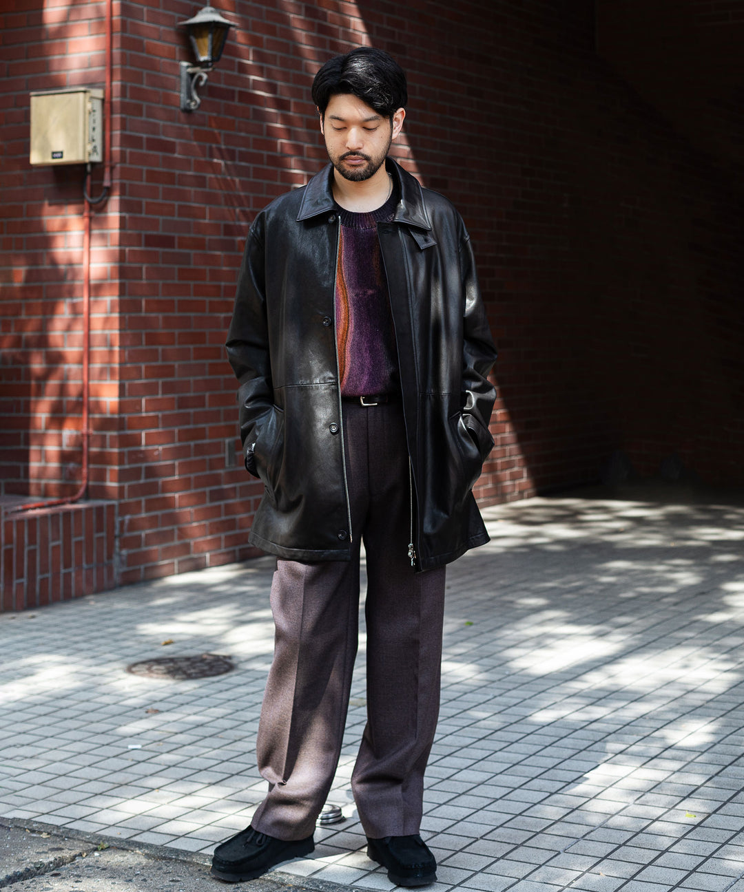 INTÉRIM インテリム LIMITED BASKET WEAVE 2-TUCK STRAIGHT SLACKS - BROWN sessionセッション福岡セレクトショップ 公式通販サイト