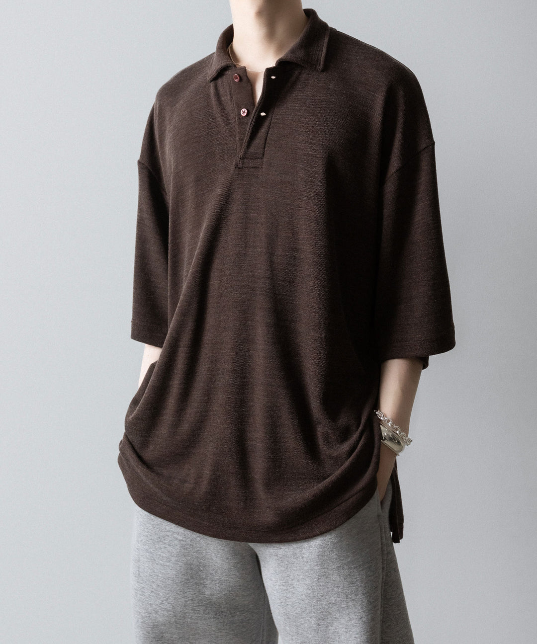 INTÉRIM(インテリム)の HYPER BIG MELANGE DOUBLE PIQUE JERSEY POLO SHIRT - MOLEの公式通販サイトsession福岡セレクトショップ