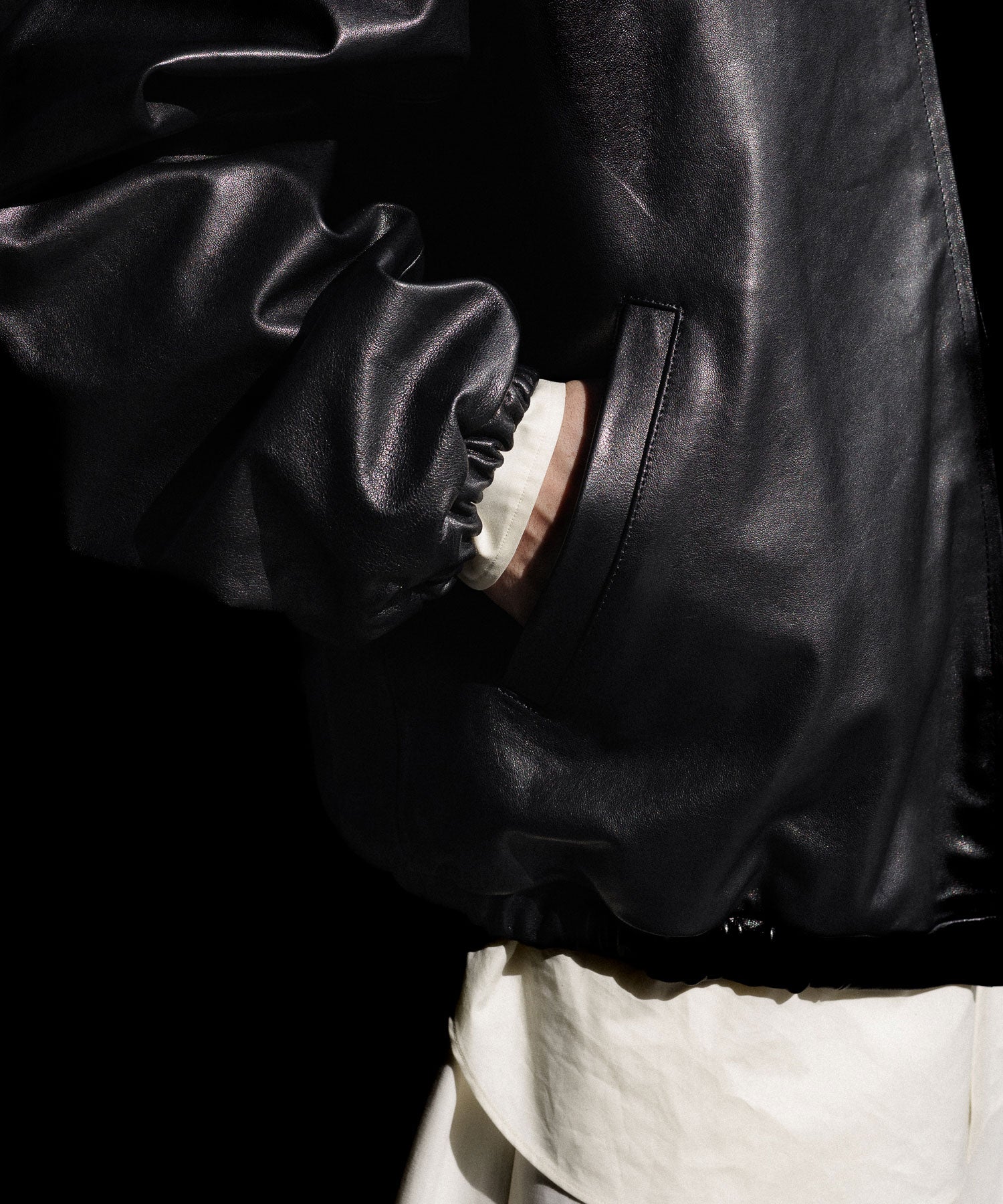 ssstein / シュタイン】LAMBS LEATHER LIGHT ZIP JACKET - BLACK