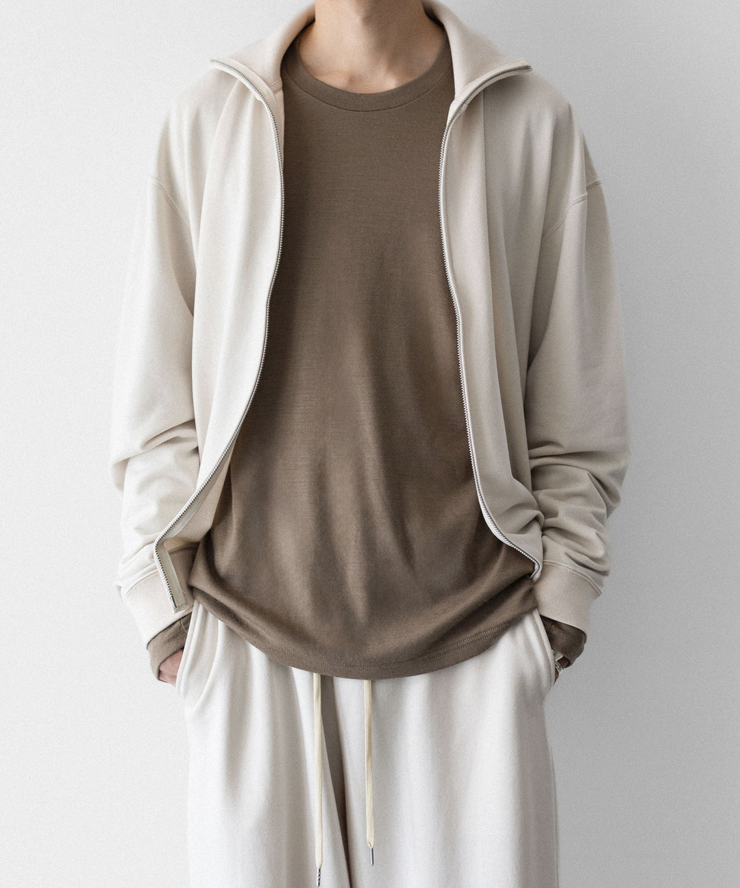 【KANEMASA PHIL.】28G CUPRO ZIP SWEAT - WHITE