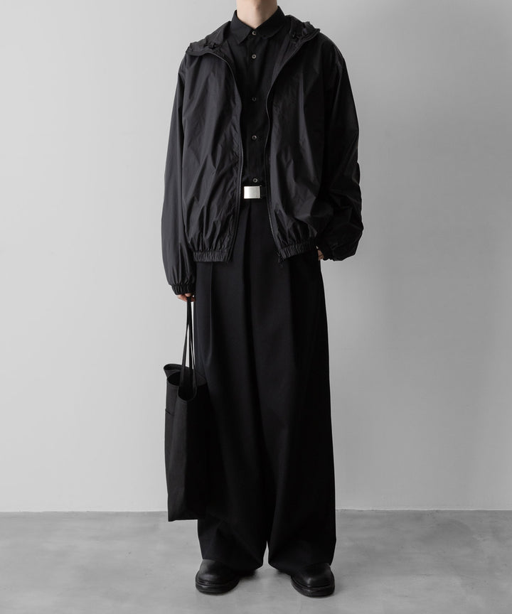 ssstein(シュタイン)のEXTRA LIGHT NYLON SHIRRED ZIP HOOD JACKET -BLACKの公式通販サイトsession福岡セレクトショップ