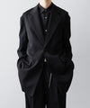 【ssstein】OVERSIZED SINGLE BREASTED LONG JACKET(2/90 WOOL GABARDINE) - BLACK