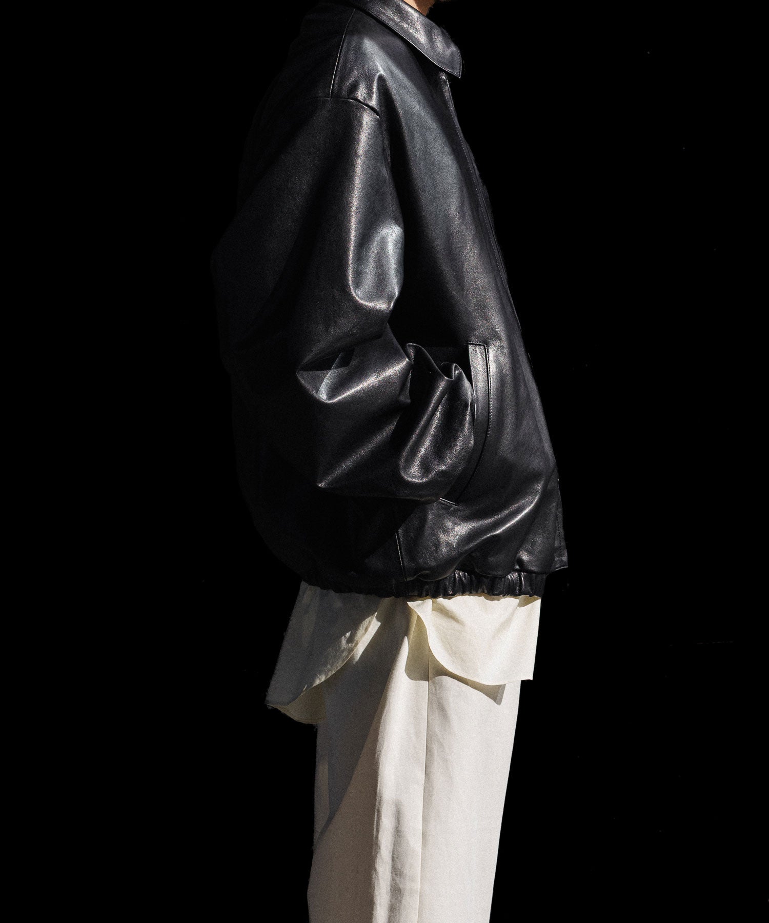 ssstein / シュタイン】LAMBS LEATHER LIGHT ZIP JACKET - BLACK