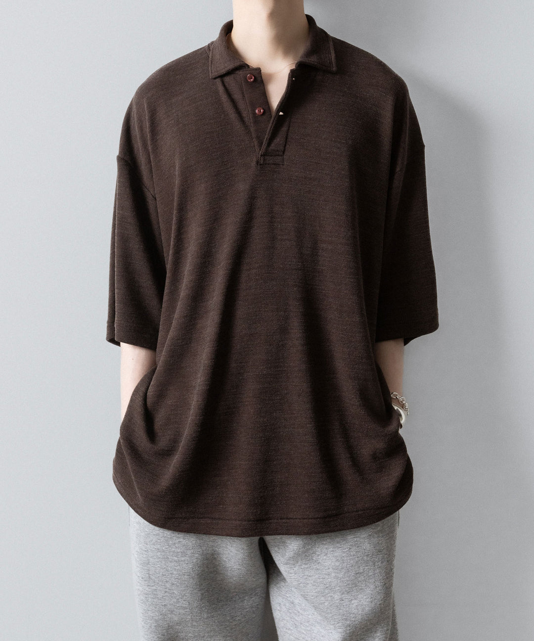 INTÉRIM(インテリム)の HYPER BIG MELANGE DOUBLE PIQUE JERSEY POLO SHIRT - MOLEの公式通販サイトsession福岡セレクトショップ