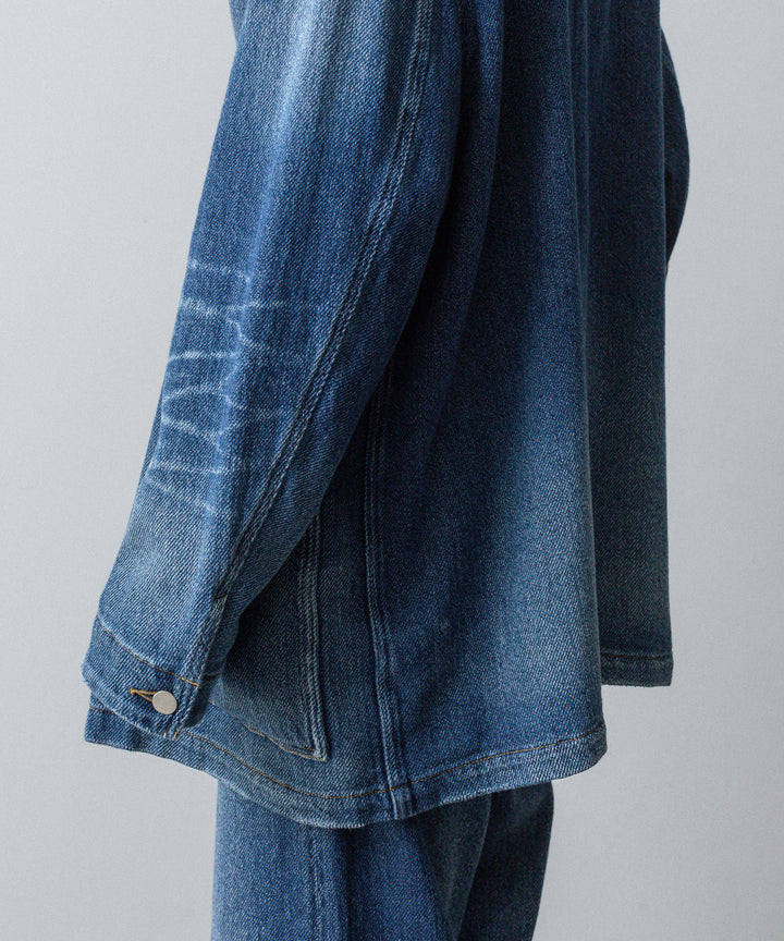 VEIN ヴェインのSATIN DENIM COVERALLS JKT - NAVYの公式通販サイトsession福岡セレクトショップ