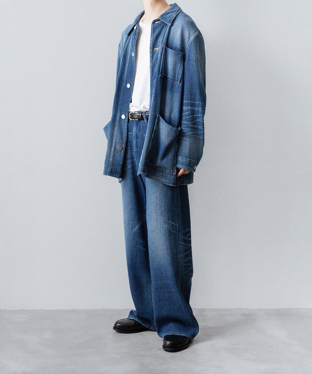 VEIN ヴェインのSATIN DENIM COVERALLS JKT - NAVYの公式通販サイトsession福岡セレクトショップ