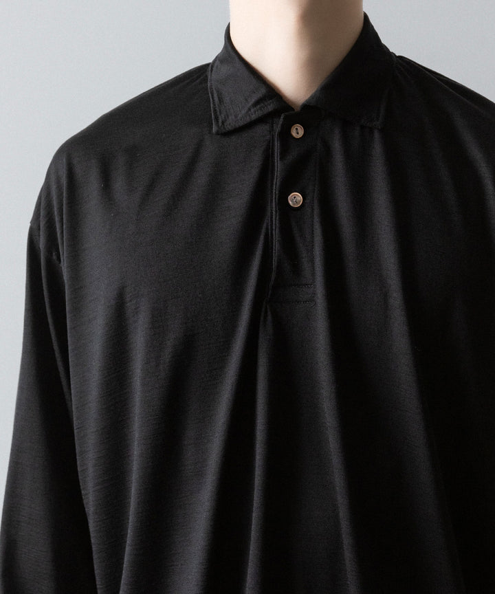 INTÉRIM(インテリム)のHYPER BIG EXTRA FINE MERINO WOOL JERSEY LONG POLO SHIRT - BLACKの公式通販サイトsession福岡セレクトショップ