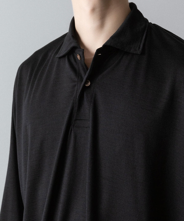 INTÉRIM(インテリム)のHYPER BIG EXTRA FINE MERINO WOOL JERSEY LONG POLO SHIRT - BLACKの公式通販サイトsession福岡セレクトショップ