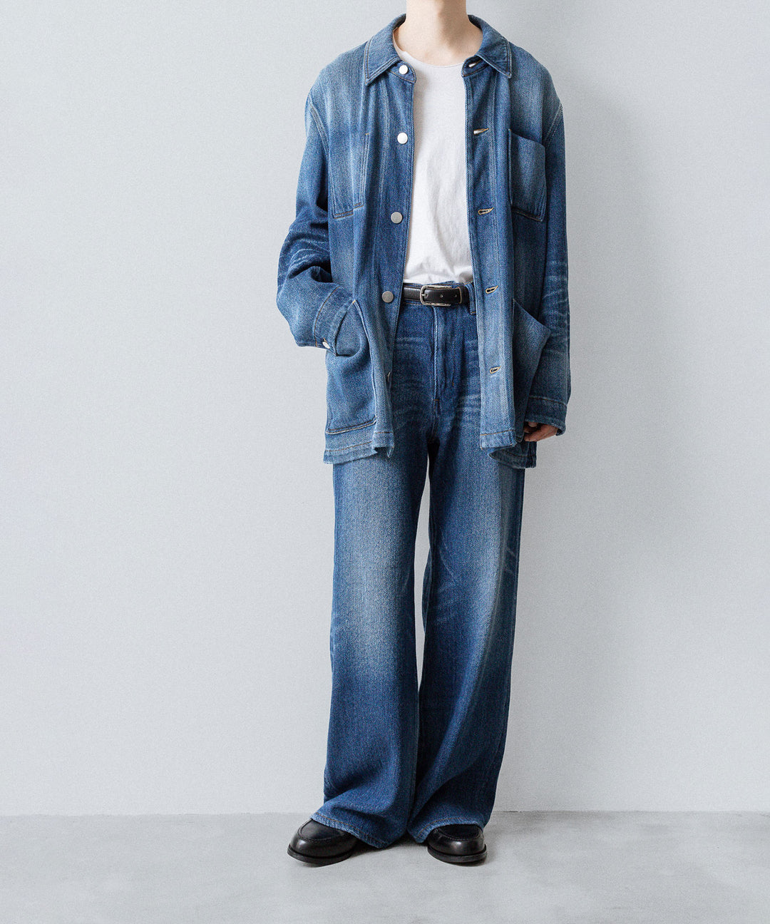VEIN ヴェインのSATIN DENIM COVERALLS JKT - NAVYの公式通販サイトsession福岡セレクトショップ