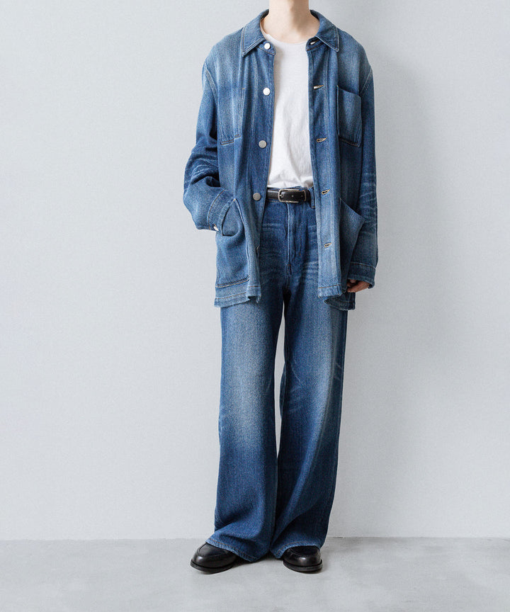 VEIN ヴェインのSATIN DENIM COVERALLS JKT - NAVYの公式通販サイトsession福岡セレクトショップ