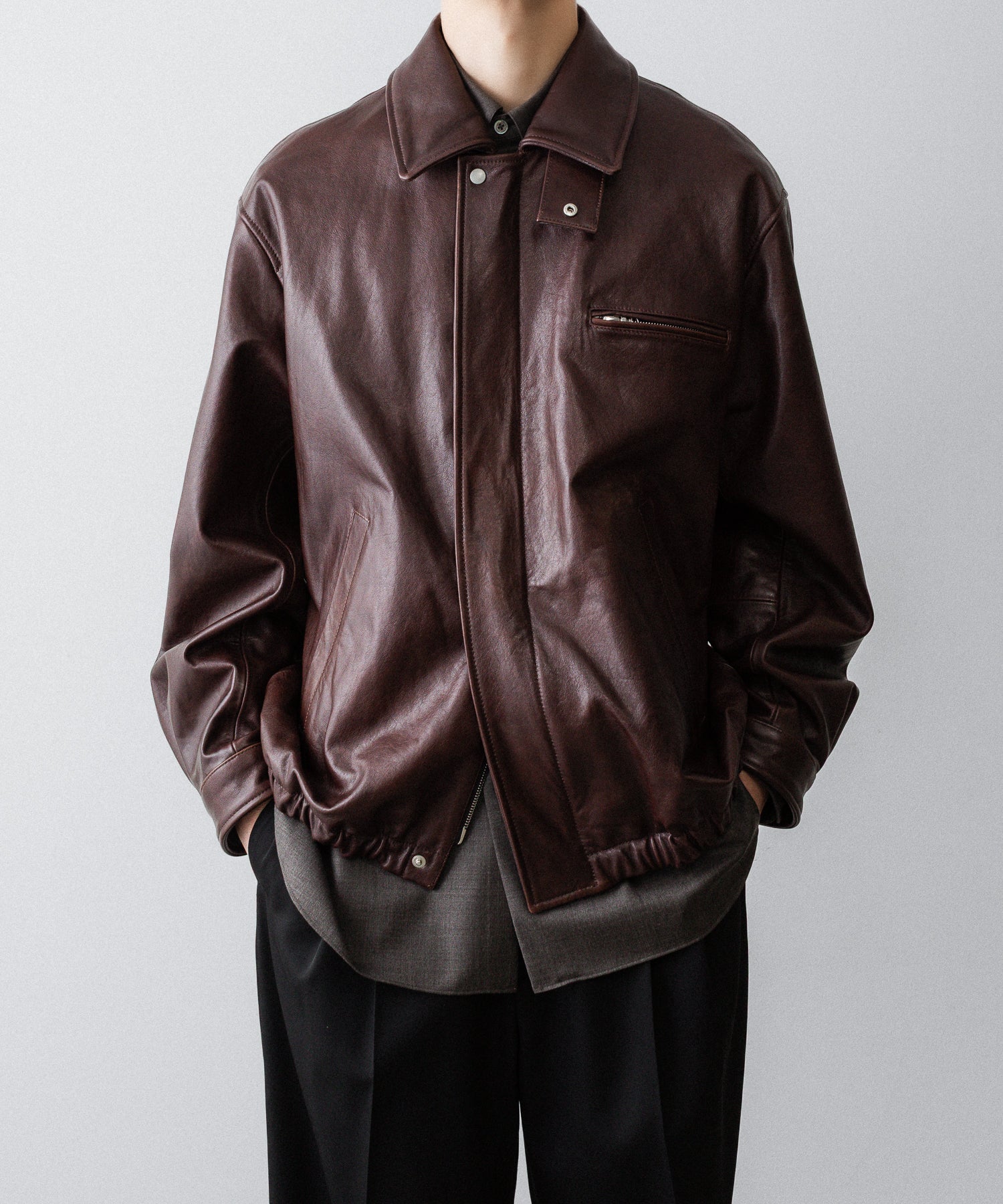 ssstein / シュタイン】COW LEATHER VINTAGE ZIP JACKET - BROWN