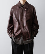 画像をギャラリービューアに読み込む, 【ssstein】COW LEATHER VINTAGE ZIP JACKET - BROWN
