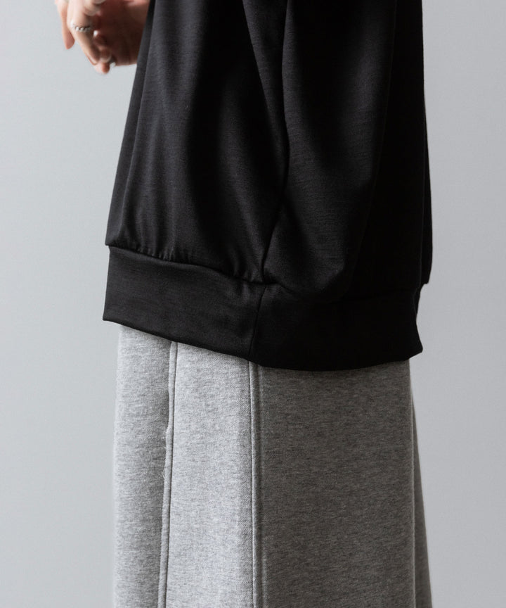 【INTÉRIM】   HYPER BIG EXTRA FINE MERINO WOOL JERSEY LONG POLO SHIRT - BLACK