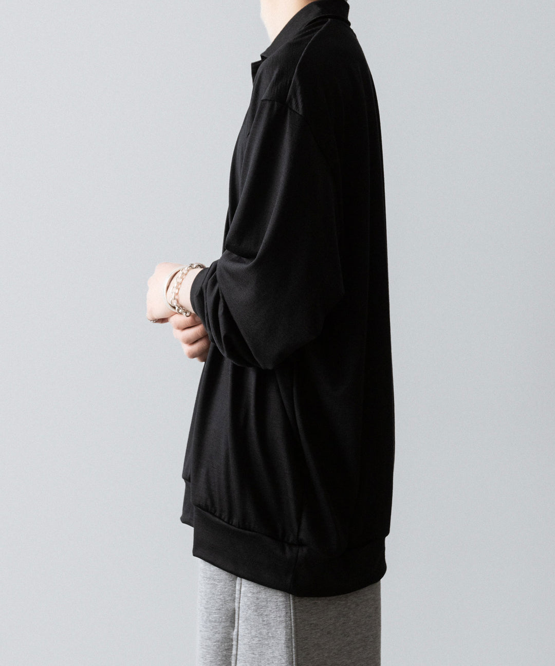 INTÉRIM(インテリム)のHYPER BIG EXTRA FINE MERINO WOOL JERSEY LONG POLO SHIRT - BLACKの公式通販サイトsession福岡セレクトショップ