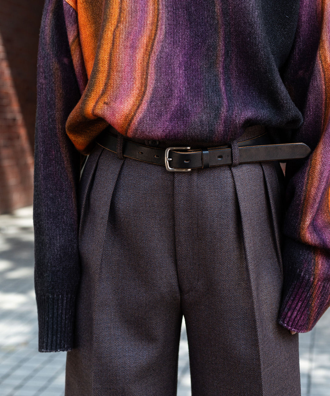 INTÉRIM インテリム LIMITED BASKET WEAVE 2-TUCK STRAIGHT SLACKS - BROWN sessionセッション福岡セレクトショップ 公式通販サイト