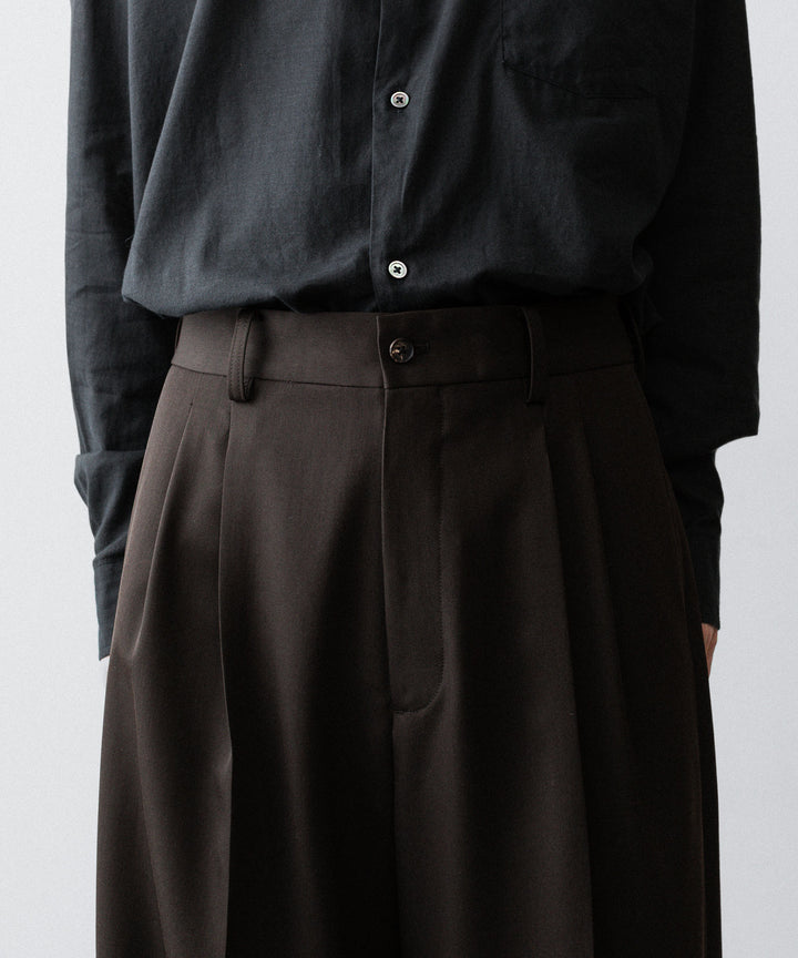 ssstein(シュタイン)のLONG WIDE TROUSERS (2/90 WOOL GABARDINE) - DARK BROWNの公式通販サイトsession福岡セレクトショップ