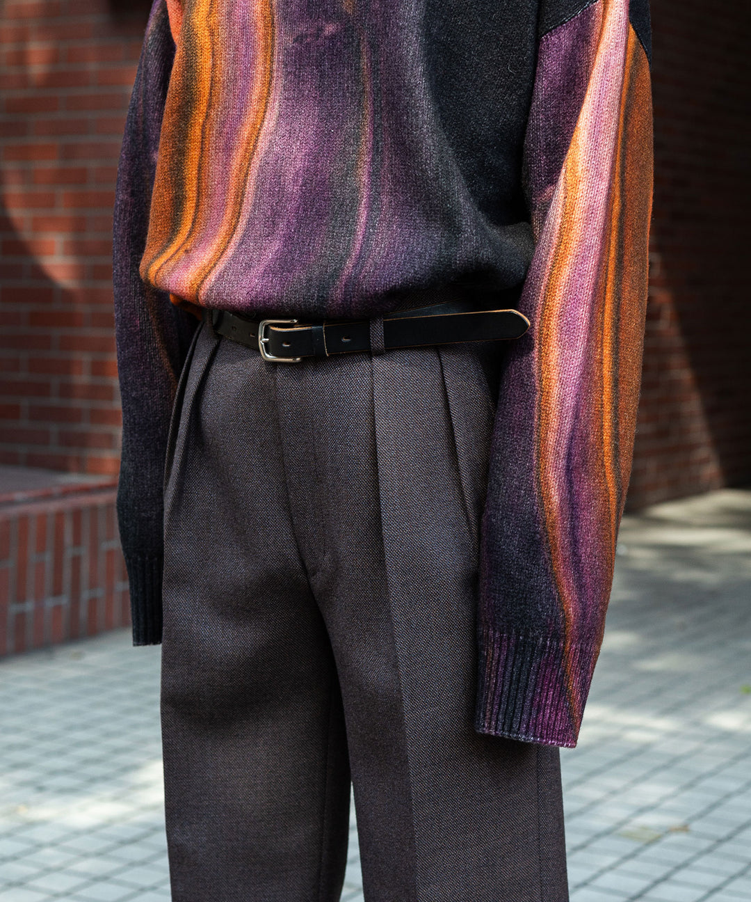 INTÉRIM インテリム LIMITED BASKET WEAVE 2-TUCK STRAIGHT SLACKS - BROWN sessionセッション福岡セレクトショップ 公式通販サイト