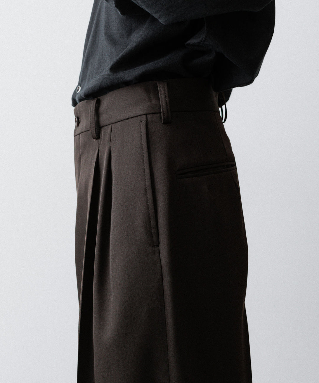 ssstein(シュタイン)のLONG WIDE TROUSERS (2/90 WOOL GABARDINE) - DARK BROWNの公式通販サイトsession福岡セレクトショップ