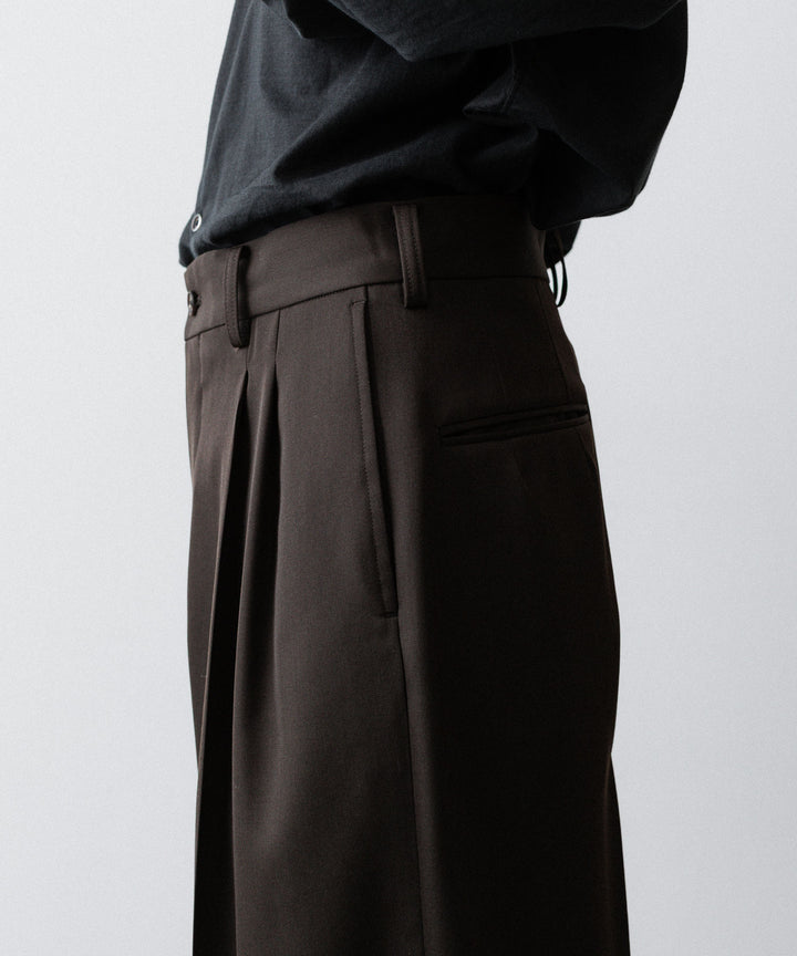 ssstein(シュタイン)のLONG WIDE TROUSERS (2/90 WOOL GABARDINE) - DARK BROWNの公式通販サイトsession福岡セレクトショップ