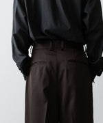 画像をギャラリービューアに読み込む, ssstein(シュタイン)のLONG WIDE TROUSERS (2/90 WOOL GABARDINE) - DARK BROWNの公式通販サイトsession福岡セレクトショップ
