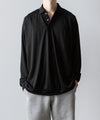 【INTÉRIM】   HYPER BIG EXTRA FINE MERINO WOOL JERSEY LONG POLO SHIRT - BLACK