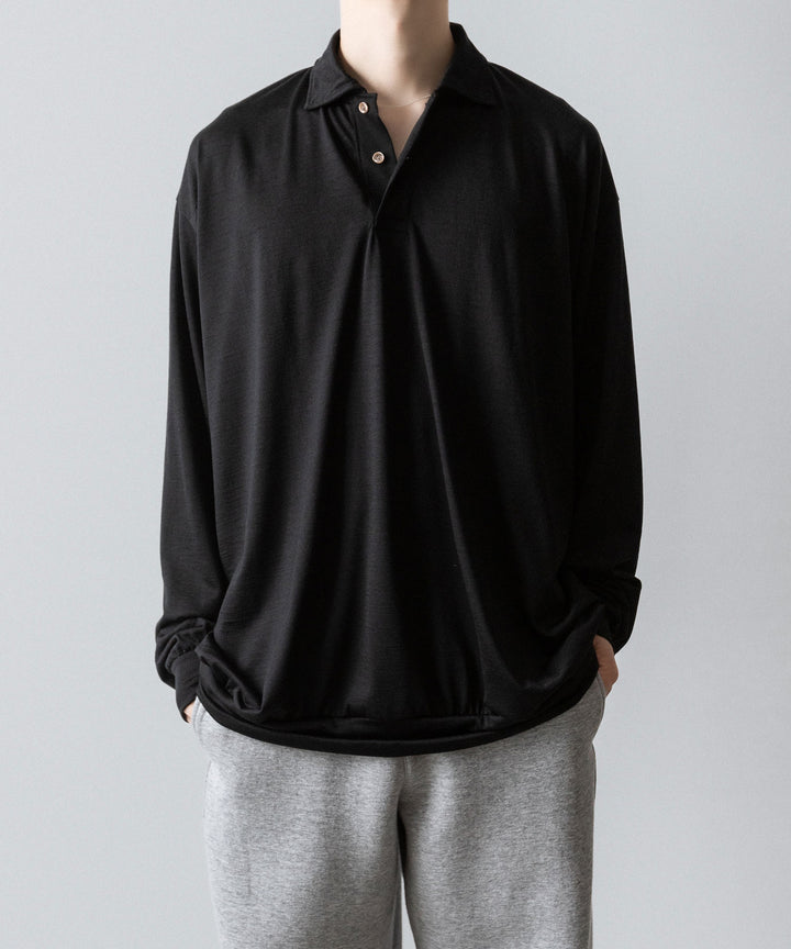 INTÉRIM(インテリム)のHYPER BIG EXTRA FINE MERINO WOOL JERSEY LONG POLO SHIRT - BLACKの公式通販サイトsession福岡セレクトショップ