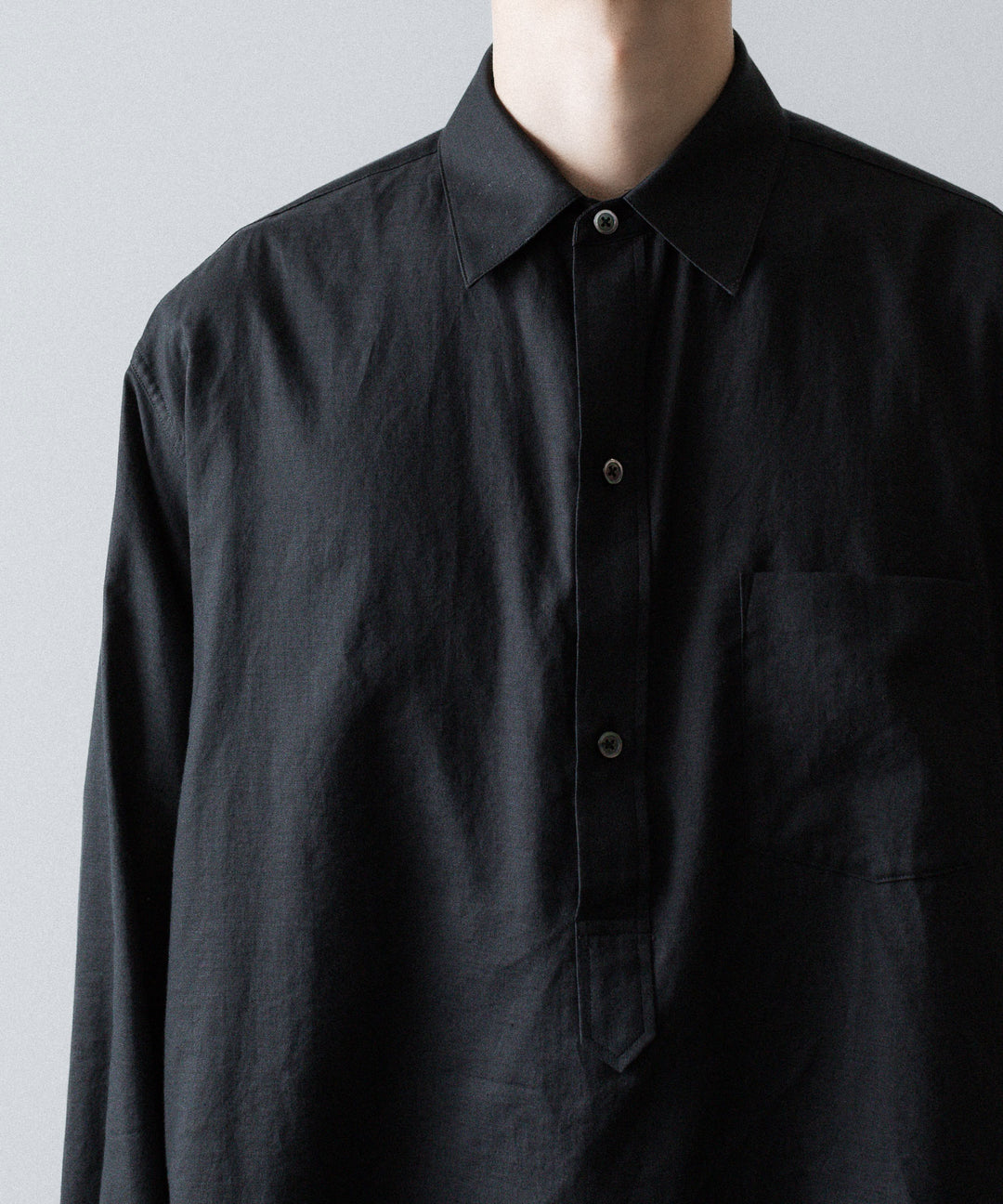 ssstein(シュタイン)のCOTTON/SILK OVERSIZED PULLOVER SHIRT - BLACKの公式通販サイトsession福岡セレクトショップ