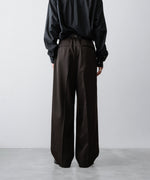 画像をギャラリービューアに読み込む, ssstein(シュタイン)のLONG WIDE TROUSERS (2/90 WOOL GABARDINE) - DARK BROWNの公式通販サイトsession福岡セレクトショップ
