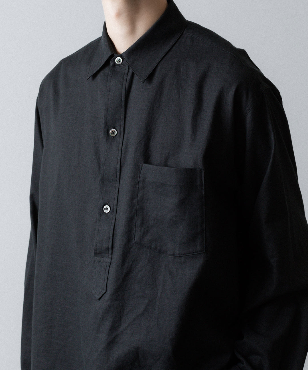 ssstein(シュタイン)のCOTTON/SILK OVERSIZED PULLOVER SHIRT - BLACKの公式通販サイトsession福岡セレクトショップ