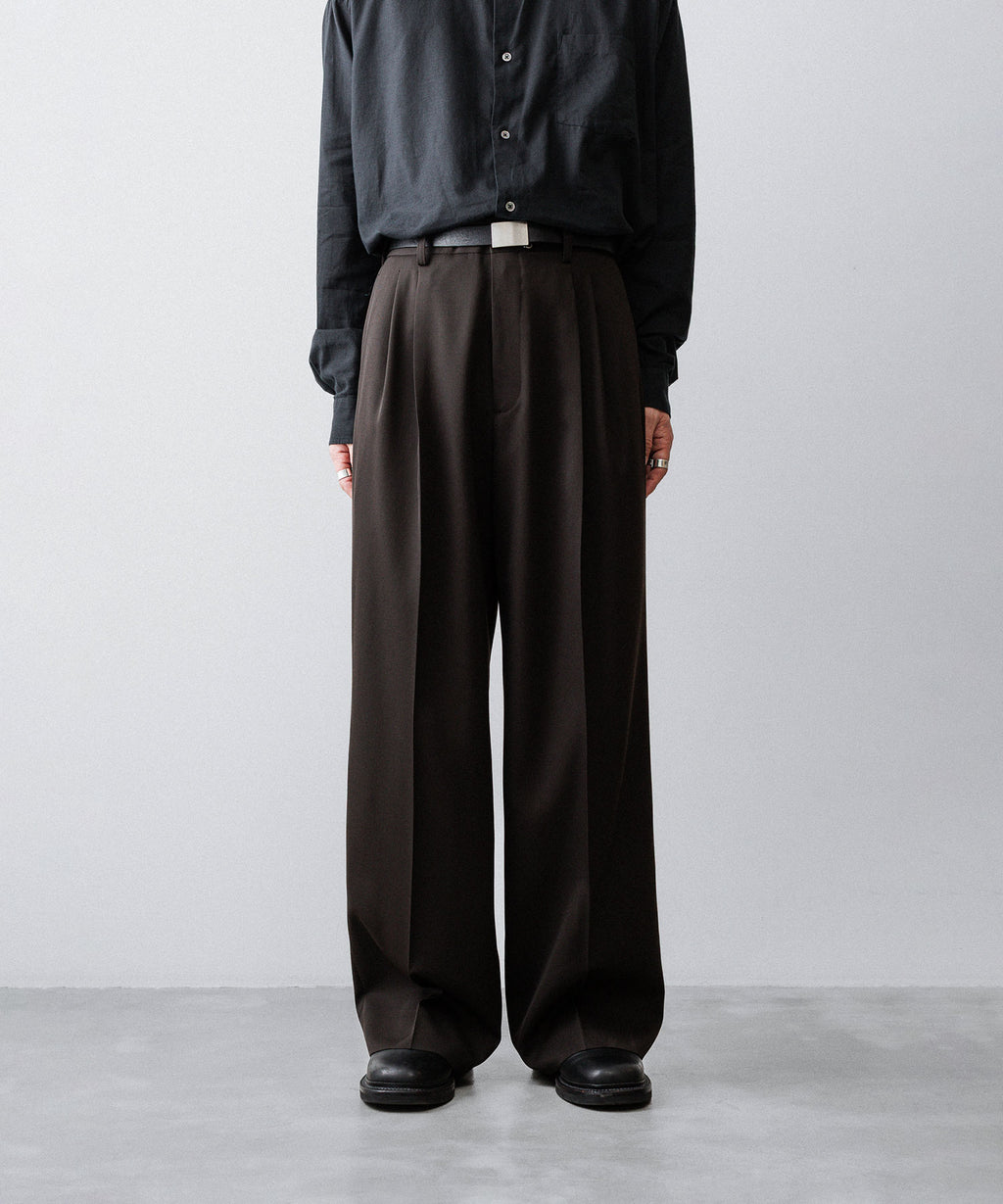 ssstein(シュタイン)のLONG WIDE TROUSERS (2/90 WOOL GABARDINE) - DARK BROWNの公式通販サイトsession福岡セレクトショップ