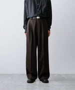 画像をギャラリービューアに読み込む, ssstein(シュタイン)のLONG WIDE TROUSERS (2/90 WOOL GABARDINE) - DARK BROWNの公式通販サイトsession福岡セレクトショップ
