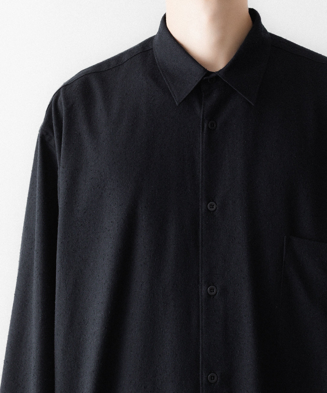 INTÉRIM インテリムの SILK NOIL HYPER BIG L/S REGULAR SHIRTのBLACK 公式通販サイトsession福岡セレクトショップ