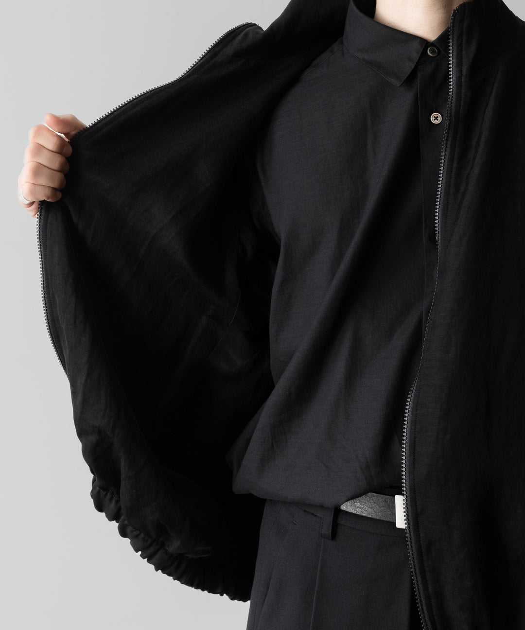 ssstein(シュタイン)のVIS/LI TWILL SHIRRED LIGHT ZIP JACKET - BLACKの公式通販サイトsession福岡セレクトショップ