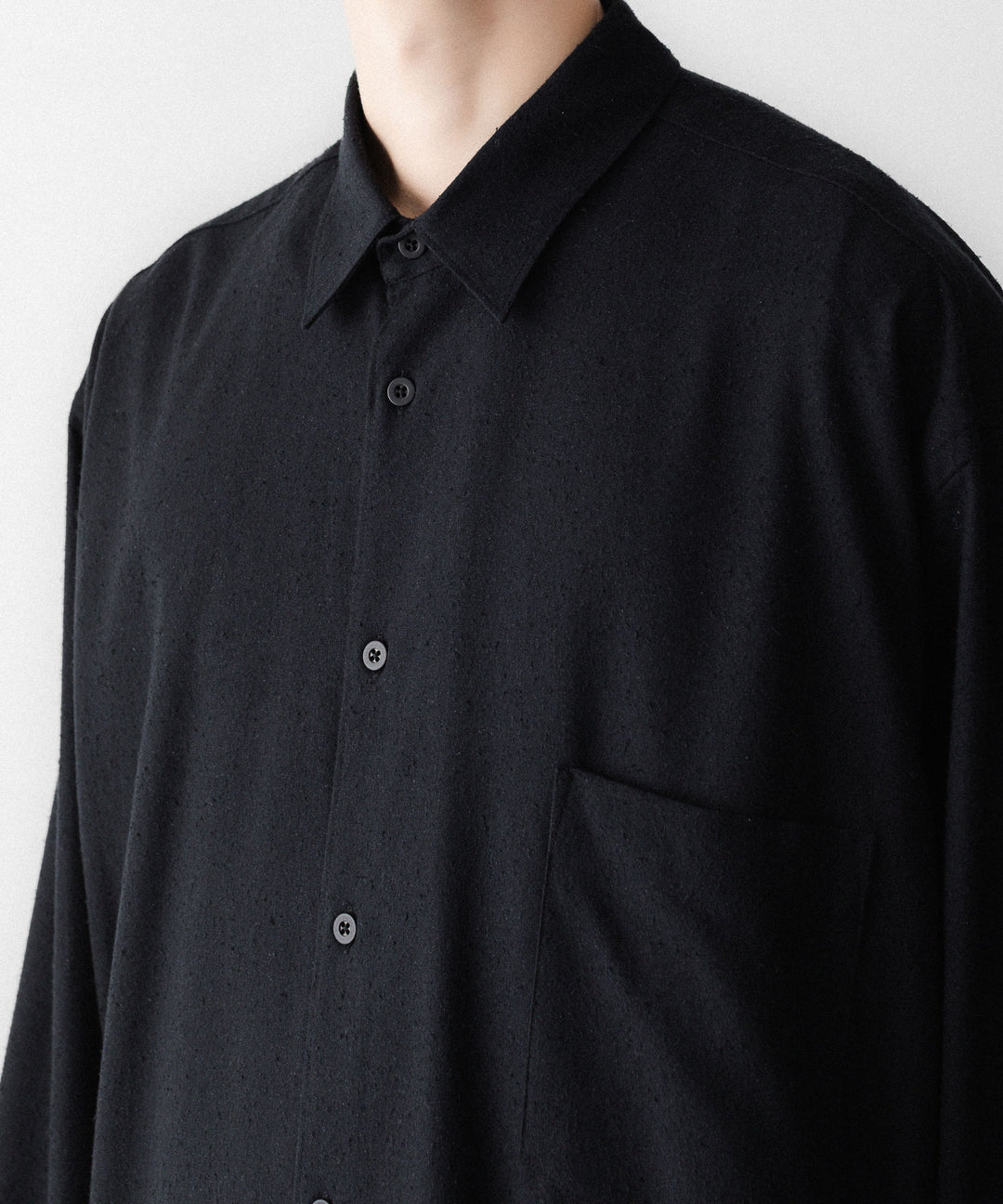 INTÉRIM インテリムの SILK NOIL HYPER BIG L/S REGULAR SHIRTのBLACK 公式通販サイトsession福岡セレクトショップ