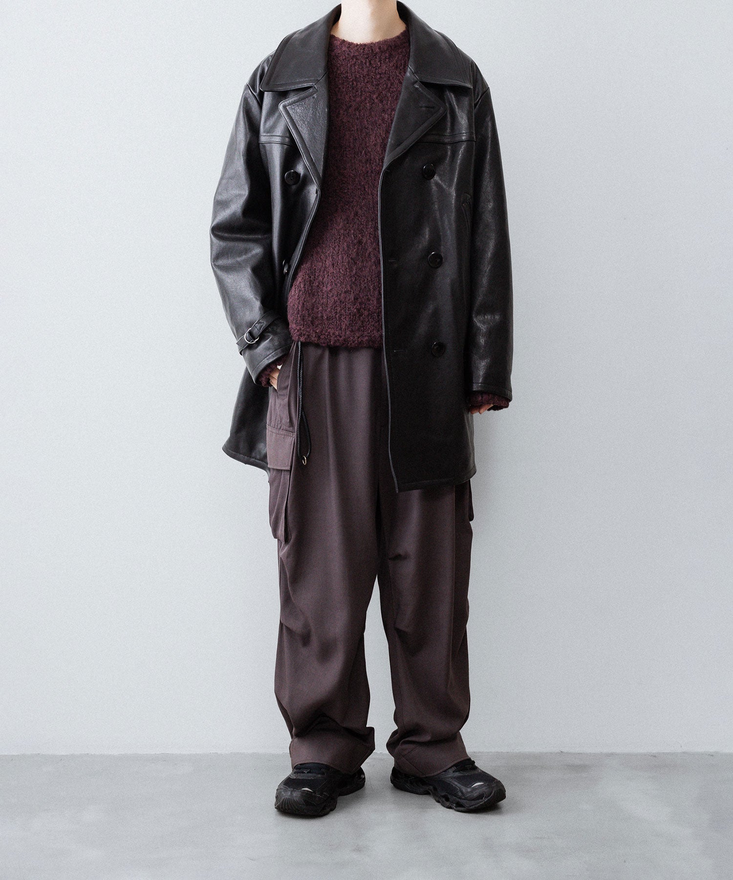 【ANTHEM A】LAMB LEATHER TROMPE L'OEIL SHORT COAT - BLACK