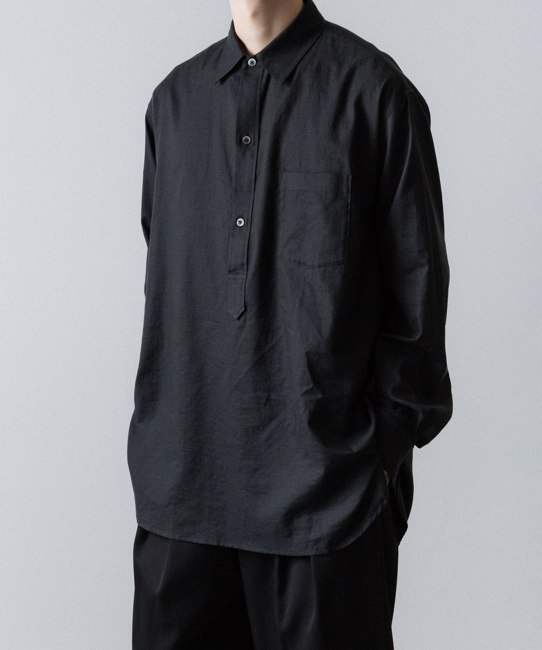 ssstein(シュタイン)のCOTTON/SILK OVERSIZED PULLOVER SHIRT - BLACKの公式通販サイトsession福岡セレクトショップ