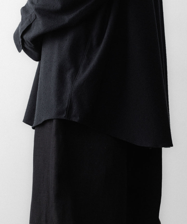 INTÉRIM インテリムの SILK NOIL HYPER BIG L/S REGULAR SHIRTのBLACK 公式通販サイトsession福岡セレクトショップ
