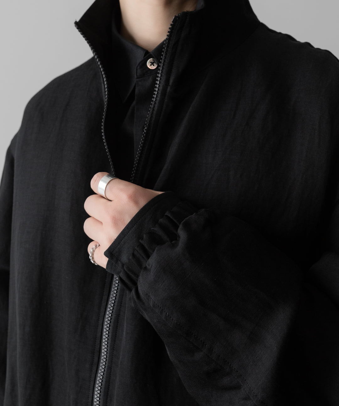 ssstein(シュタイン)のVIS/LI TWILL SHIRRED LIGHT ZIP JACKET - BLACKの公式通販サイトsession福岡セレクトショップ