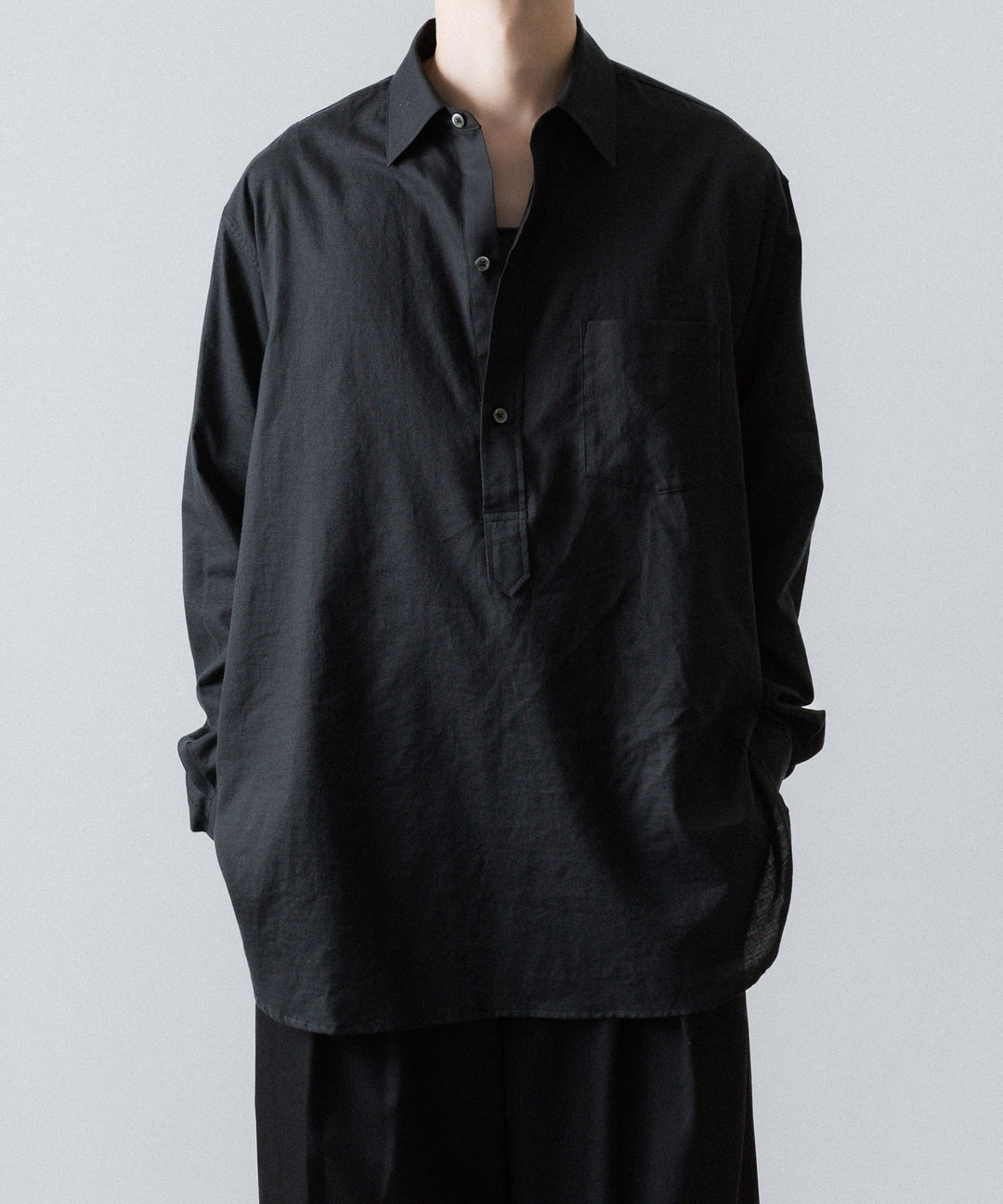 ssstein(シュタイン)のCOTTON/SILK OVERSIZED PULLOVER SHIRT - BLACKの公式通販サイトsession福岡セレクトショップ