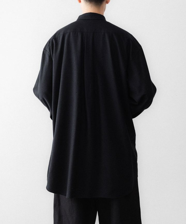 INTÉRIM インテリムの SILK NOIL HYPER BIG L/S REGULAR SHIRTのBLACK 公式通販サイトsession福岡セレクトショップ