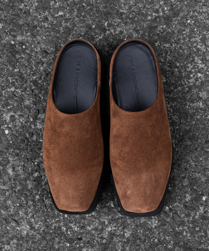 【 SINE &amp; COSINE 】HANNES / MULE VIBRAM TWEETY - SUEDE COGNAC BROWN