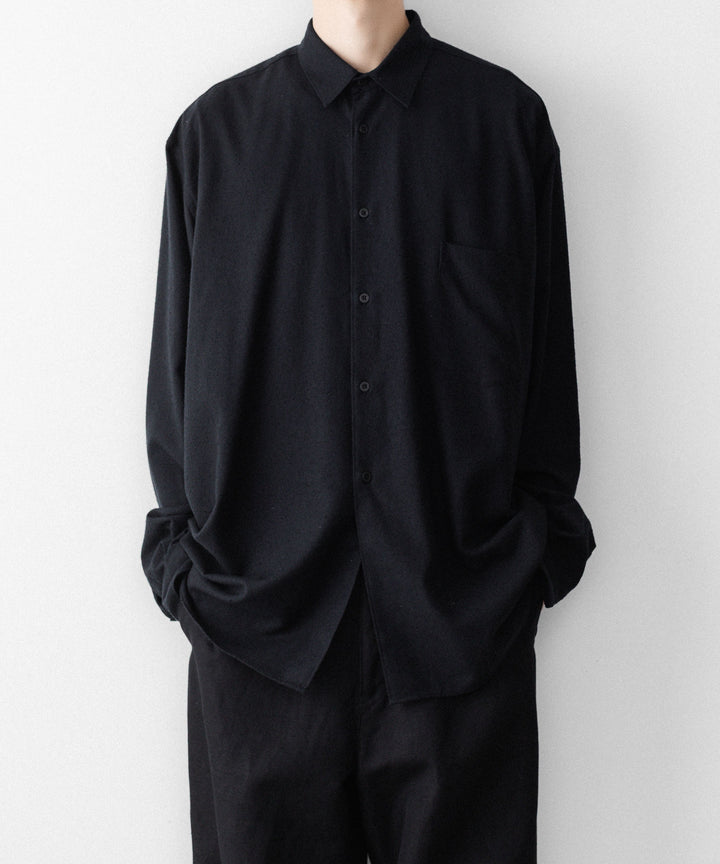 INTÉRIM インテリムの SILK NOIL HYPER BIG L/S REGULAR SHIRTのBLACK 公式通販サイトsession福岡セレクトショップ