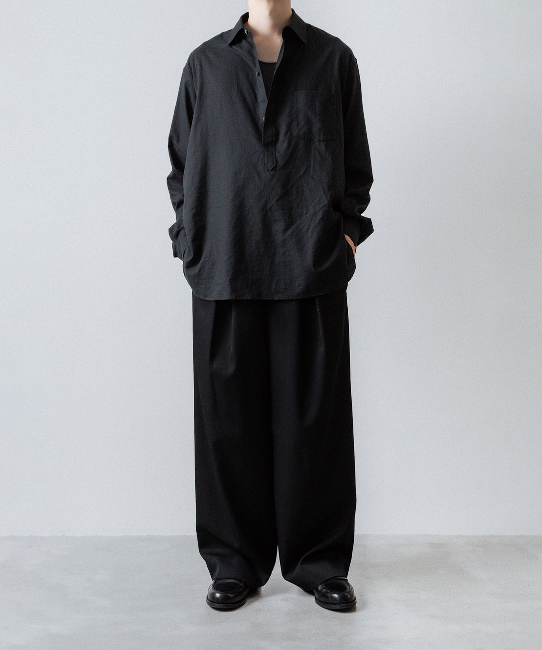 ssstein(シュタイン)のCOTTON/SILK OVERSIZED PULLOVER SHIRT - BLACKの公式通販サイトsession福岡セレクトショップ