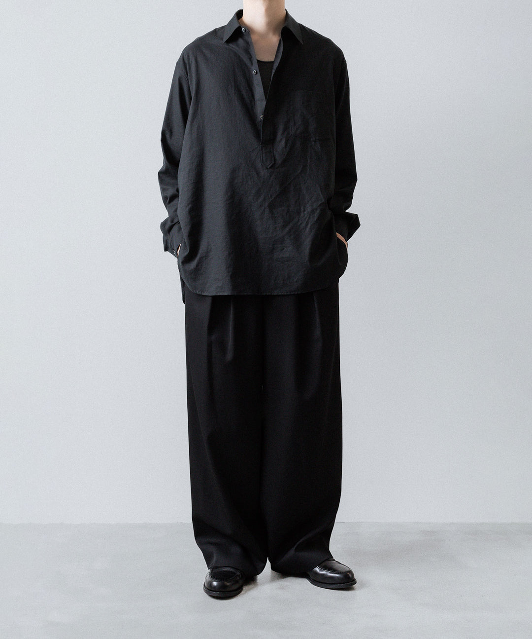 ssstein(シュタイン)のCOTTON/SILK OVERSIZED PULLOVER SHIRT - BLACKの公式通販サイトsession福岡セレクトショップ
