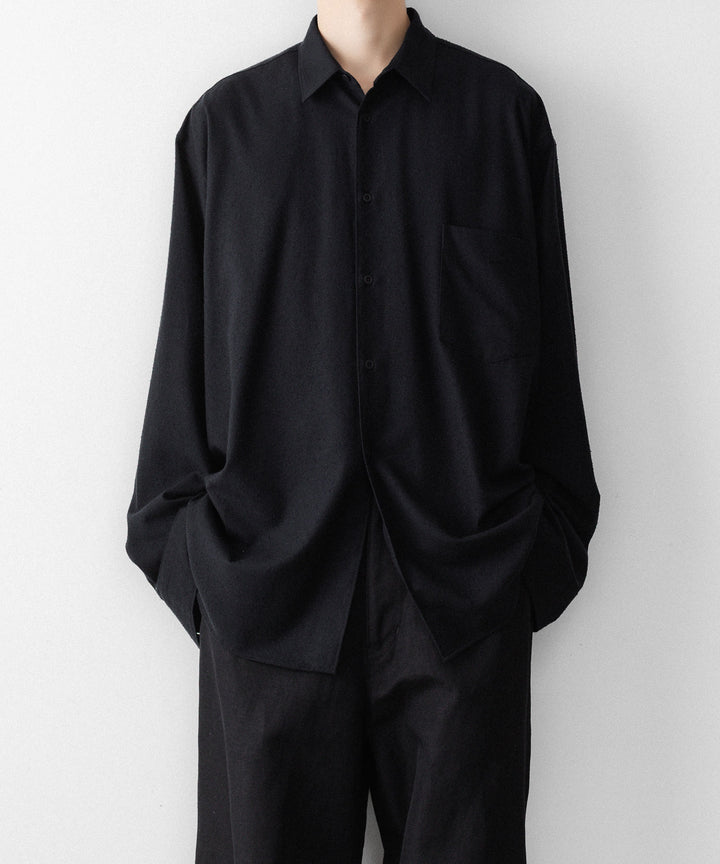 INTÉRIM インテリムの SILK NOIL HYPER BIG L/S REGULAR SHIRTのBLACK 公式通販サイトsession福岡セレクトショップ